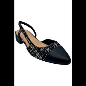 BCBGeneration Women's Tillie Slingback Heeled Black/White Boucle - Medium